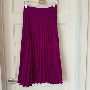 Stradivarius Vibrant Fuschia Pleated Midi Skirt | Size M-L